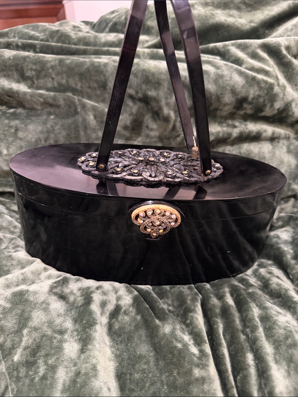 Vintage One of a kind Wilardy Clutch with Gold-Tone Accent and Rhinestones